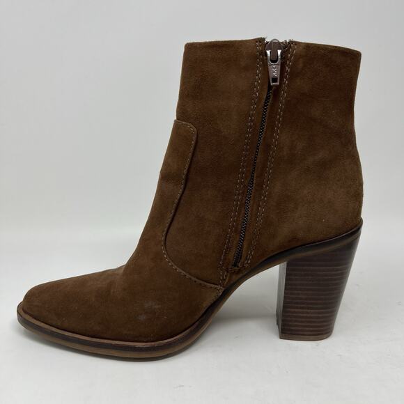 Gianni Bini Tovyy Booties Brown Suede Leather Block Heel Zip Up Women’s Size 7.5 - Picture 8 of 13